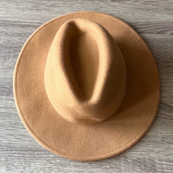 ZARA tan/brown wool blend felt Boho 3” wide brimmed hat - women’s medium - Picture 3 of 10